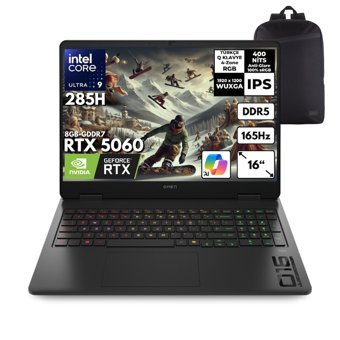 HP OMEN Ultra 9-285H 48-GBDDR5 4 TBSSD RTX5060 (8GB) 16" WUXGA 165Hz Windows 10 Pro + HMF Sırt Çantası BQ3Z2EAHMF47