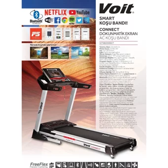 Voit Connect 125 Kg Kapasiteli Motorlu Katlanabilir Koşu Bandı Siyah