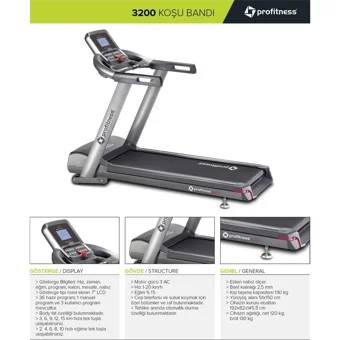 Profitness 3200 150 Kg Kapasiteli Motorlu Katlanabilir Koşu Bandı Siyah