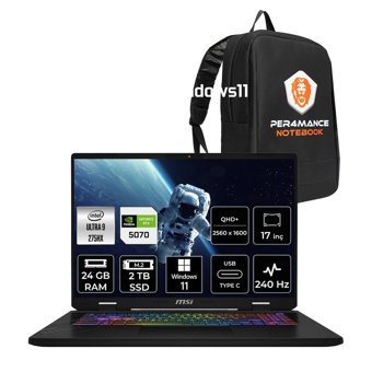 MSI Crosshair 17 HX AI Ultra 9 275HX 24GB 2TB SSD RTX5070/8GB 115W 17" 2K QHD+ 240Hz W11P Gaming