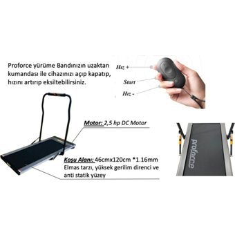 Proforce M6 Plus 12 Program 12 110 Kg Kapasiteli Motorlu Katlanabilir Yürüyüş Bandı Gri