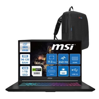 Msı Katana 17 Hx B14WFK-217TR 14. Nesil Intel İ9-14900HX 96GB Ddr5 1tb SSD 8GB/RTX5060 115W 17.3" Qhd (2560*1440), 240Hz IPS Freedos Taşınabilir Bilgisayar. W217TRF28+ZETTAÇANTA