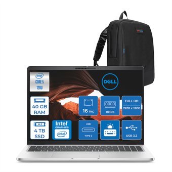 Dell Pro 16 Plus Ultra Core 5 120U 40GB Ddr5 4tb SSD Intel Graphics 16" Fhd+ 300NIT Windows 11 Pro Taşınabilir Bilgisayar U5120U165UH16 + Zettaçanta