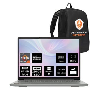Lenovo IdeaPad Slim 5 Ryzen AI 7 350 64GB DDR5 256GB SSD 16" WUXGA W11P Dizüstü Bilgisayar & Çanta