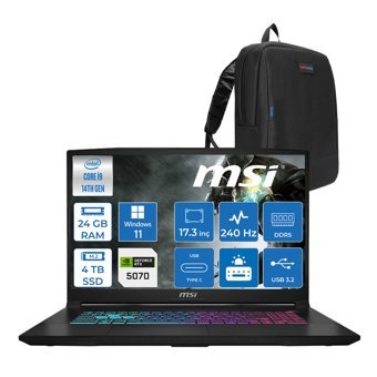 Msı Katana 17 Hx B14WGK-048XTR 14. Nesil Intel İ9-14900HX 24GB Ddr5 4tb SSD 8GB/RTX5070 115W 17.3" Qhd (2560*1440), 240Hz IPS Windows 11 Home Gaming Bilg. W048XTRH05+ZETTAÇANTA