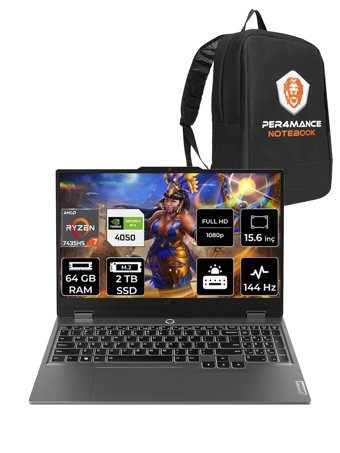 Lenovo LOQ R7 7435HS 64GB 2TB SSD RTX4050/6GB 105W 144Hz FHD 15.6" FDOS Gaming Laptop & PER4 ÇANTA