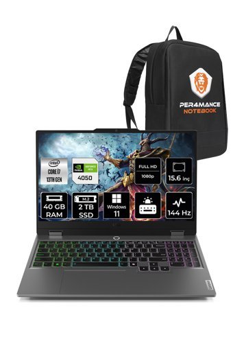 Lenovo LOQ i7 13650HX 40GB 2TB SSD RTX4050/6GB 105W 144Hz FHD 15.6" W11H Gaming Laptop & PER4 ÇANTA