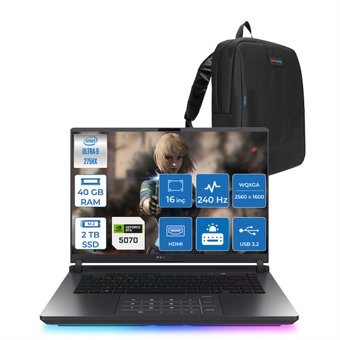 Asus Rog Strix G16 Intel Core Ultra 9 275HX 40GB Ddr5 2tb SSD 8GB/RTX5070/115W 16" 2.5k 240Hz 3ms IPS Freedos Taşınabilir Bilgisayar S5116F15 + Zettaçanta