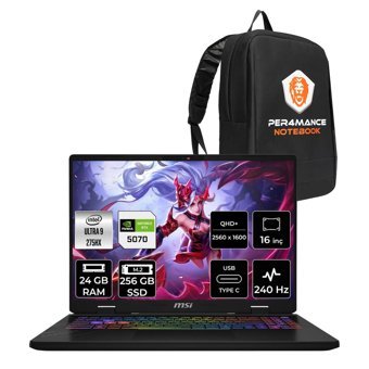 MSI Crosshair 16 HX AI Ultra 9 275HX 24GB 256GB SSD RTX5070/8GB 115W 16" 2K QHD+ 240Hz FDOS Gaming