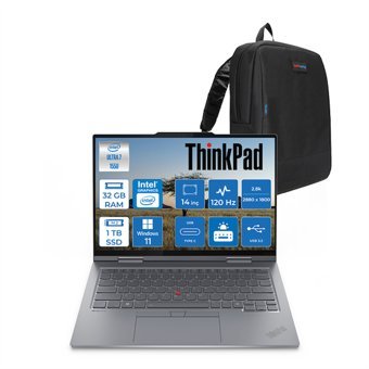 Lenovo Thinkpad X1 G9 Ultra 7 155U 32GB 1tb SSD Intel® Graphics 14" 2.8k 120hz OLED 400NITS WIN11PRO Yapay Zeka Destekli Dokunmatik Taşınabilir Bilgisayar THINX1U155P10 + Zettaçanta
