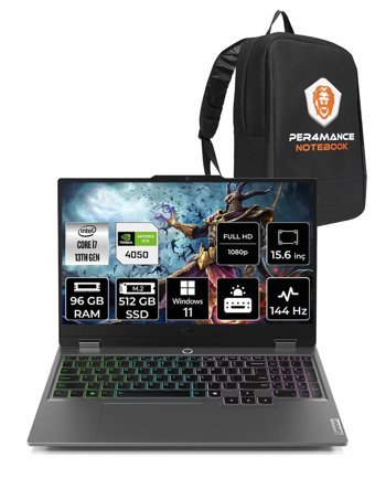 Lenovo LOQ i7 13650HX 96GB 512GB SSD RTX4050/6GB 105W 144Hz FHD 15.6" W11P Gaming Laptop & PER4 ÇANTA