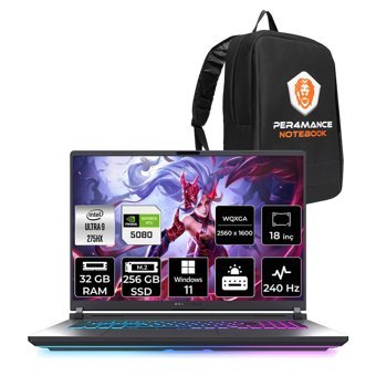 Asus ROG Strix G18 Ultra 9 275HX 32GB 256GB SSD RTX5080/16GB 175W 240HZ 18'' QHD+ W11H Gaming & PER4