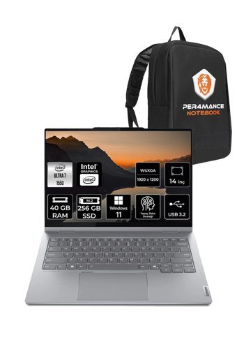 LENOVO ThinkBook 14 Ultra 7 155U 40GB 256GB SSD 14" W11P WUXGA Dokunmatik 2'si 1 Arada & PER4 ÇANTA