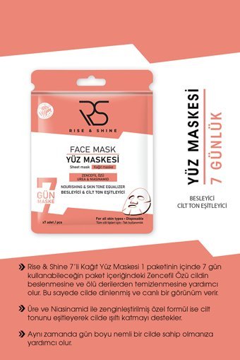 Rise & Shine Nemlendiricili Kağıt Yüz Maskesi 7 Adet