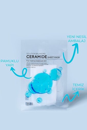 Tenzero Aydınlatıcı Etkili Nemlendirici Ve Dengeleyici Seramid Şeffaf Pamuk Nemlendiricili Soyulabilir Kağıt Yüz Maskesi 10 Adet