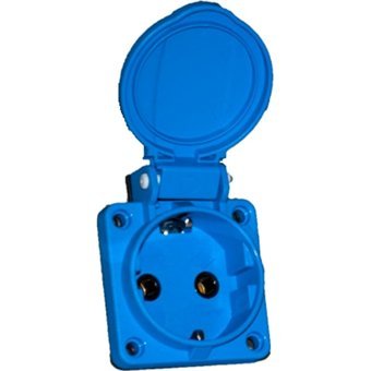 Tplast Çerçevesiz Kapaklı Topraklı Sıva Üstü Tekli Priz Mavi