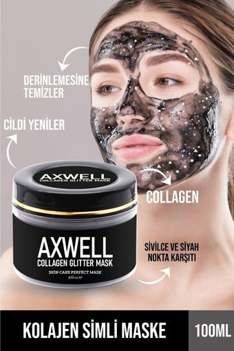 Axwell Arındırıcı Simli Collagen Soyulabilir Jel Yüz Maskesi 100 ml