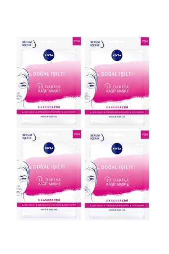 Nivea Doğal Işıltı 10 Dakika Nemlendiricili Kağıt Yüz Maskesi 4 Adet