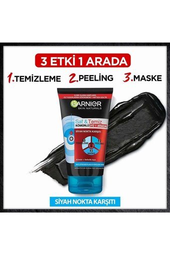 Garnier Saf & Temiz Siyah Nokta Karşıtı Jel Yüz Maskesi 150 ml