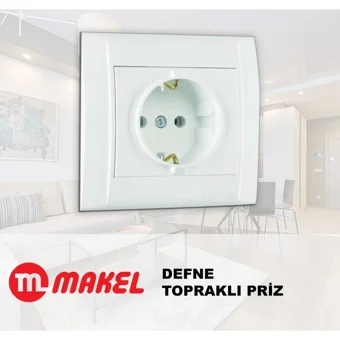 Makel Çerçeveli Topraklı Sıva Altı Tekli Priz Beyaz