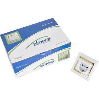 Almera Varak Çerçeveli Kapaklı Topraklı Sıva Altı Tekli Priz Beyaz