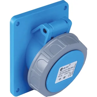 Tp Electric IP67 Çerçevesiz Kapaklı Topraklı Sıva Üstü Tekli Priz Mavi