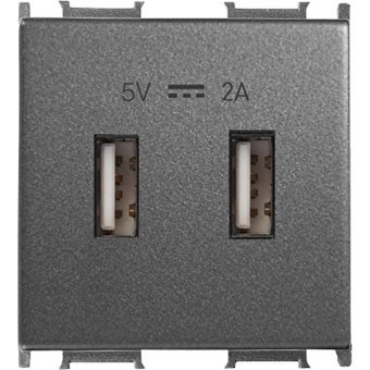 Viko Panasonic Thea Modüler Çerçevesiz USB Girişli Sıva Altı İkili Priz Füme