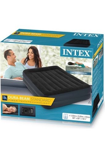 Intex 64124 Elektrikli Kamp Çift Kişilik Şişme Yatak Siyah