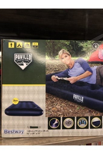 Bestway Pavillo 67224 Kamp Tek Kişilik Şişme Yatak Mavi