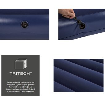Bestway 67680 Tritech Twin Kamp Çift Kişilik Şişme Yatak Lacivert
