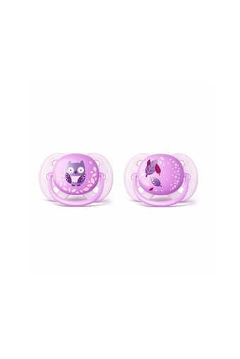 Philips Avent Ultra Soft SCF227/20 0-6 Ay Delikli Ortodontik Yenidoğan Kiraz Uçlu Damaklı Silikon 2'li Emzik Pembe