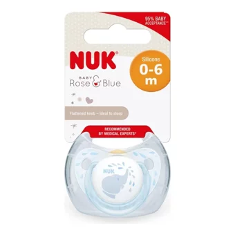 Nuk 726034 0-6 Ay Delikli Ortodontik Yenidoğan Damaklı Kauçuk Emzik Mavi