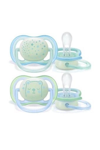 Philips Avent Ultra Air SCF376/11 0-6 Ay Fosforlu Delikli Ortodontik Yenidoğan Damaklı Silikon Emzik Yeşil