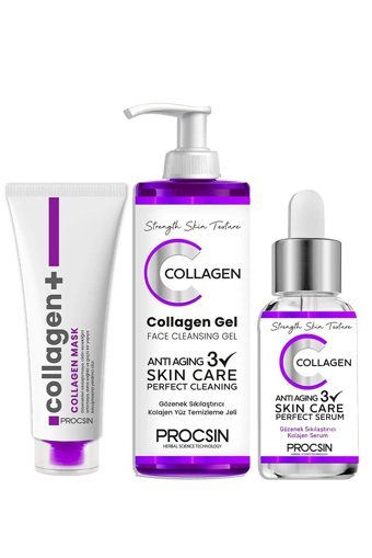 Procsin Kolajen Jel Yüz Maskesi + KOLAJEN YÜZ TEMİZLEME JELİ + KOLAJEN SERUM