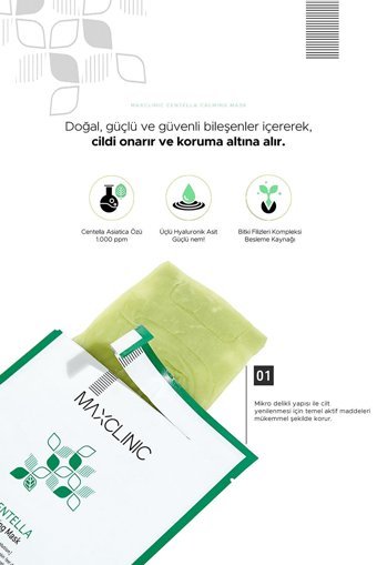 Maxclınıc Centella Calming Nemlendiricili Soyulabilir Kağıt Yüz Maskesi