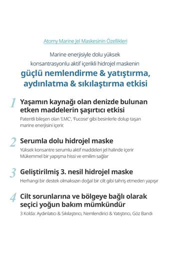 Atomy Marine Hidrojel Nemlendiricili Jel Yüz Maskesi