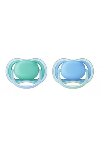 Philips Avent Ultra Air SCF244/22 6-18 Ay Delikli Ortodontik Damaklı Silikon 2'li Emzik Mavi Yeşil