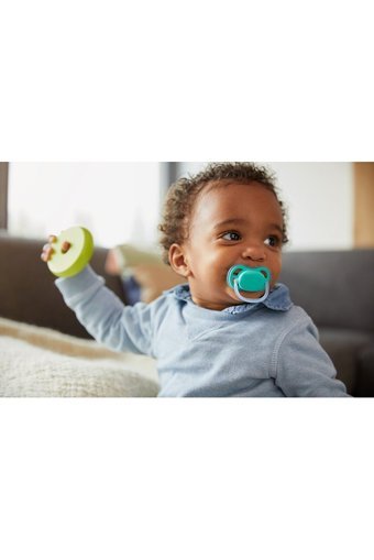Philips Avent Ultra Air SCF244/22 6-18 Ay Delikli Ortodontik Damaklı Silikon 2'li Emzik Mavi Yeşil