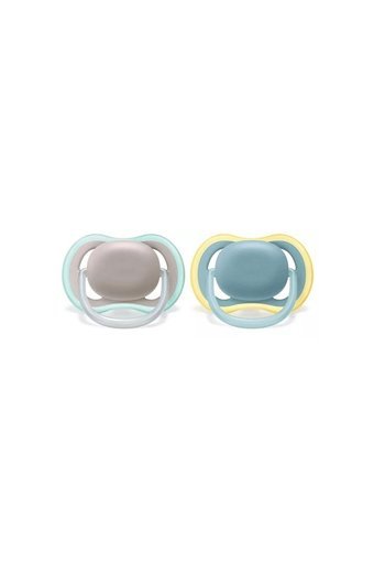 Philips Avent Ultra Air SCF349/01 18 Ay+ Delikli Ortodontik Damaklı Silikon 2'li Emzik Gri Su Yeşili
