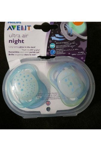 Philips Avent Ultra Air SCF376/11 0-6 Ay Fosforlu Delikli Ortodontik Yenidoğan Damaklı Silikon Emzik Mavi