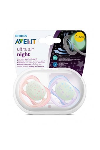 Philips Avent Ultra Air SCF376/12 0-6 Ay Fosforlu Delikli Ortodontik Yenidoğan Damaklı Silikon Emzik Pembe