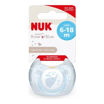 Nuk 734036 6-18 Ay Delikli Ortodontik Yenidoğan Damaklı Kauçuk Emzik Mavi