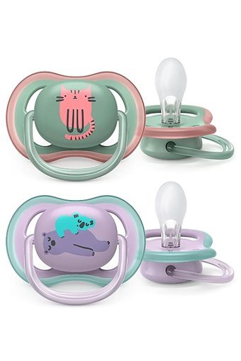 Philips Avent Ultra Air SCF085/18 6-18 Ay Delikli Ortodontik Yenidoğan Silikon 2'li Emzik Mor Yeşil
