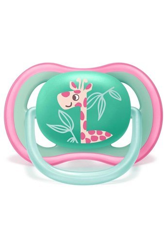 Philips Avent Ultra Air SCF349 18 Ay+ Fosforlu Delikli Ortodontik Damaklı Silikon 2'li Emzik Pembe Yeşil