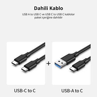 Ugreen 500 GB USB Type C USB 3.1 Gen 2 Taşınabilir SSD Siyah