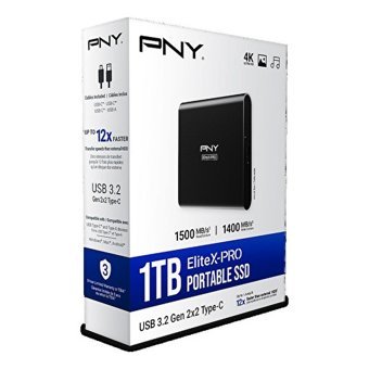 PNY EliteX-PRO CS2260 1 TB USB Type C Taşınabilir SSD Siyah