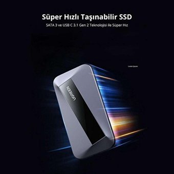 Ugreen 1 TB USB Type C USB 3.1 Gen 2 Taşınabilir SSD Siyah