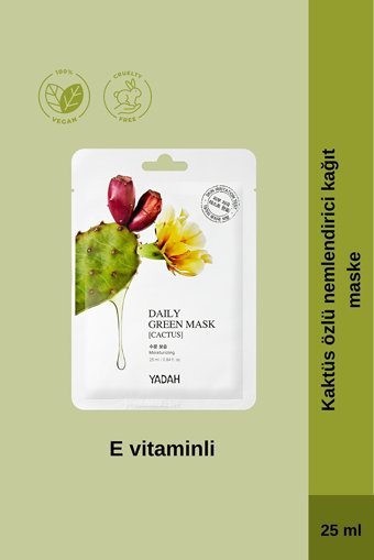 Yadah Kaktüs Özlü E-vitamini Nemlendiricili Kağıt Yüz Maskesi
