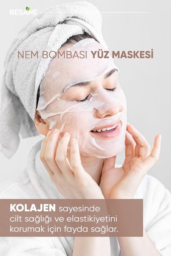 Besame Collagen Provitamin B5 Aloe Veralı Nemlendiricili Kağıt Yüz Maskesi 10 Adet