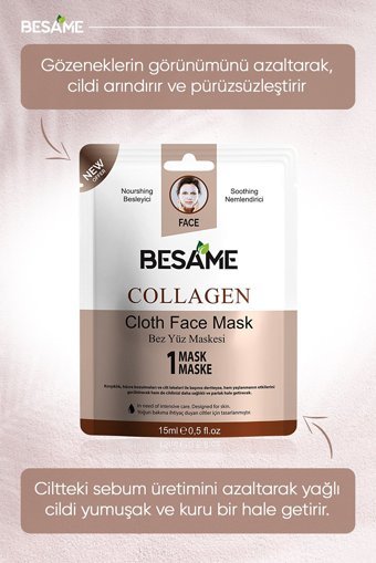 Besame Collagen Provitamin B5 Aloe Veralı Nemlendiricili Kağıt Yüz Maskesi 10 Adet